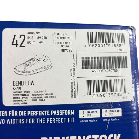 NEW Birkenstock Bend Low Suede Leather Khaki, Regular Fit EU 42, US L 11, US M 9 - Picture 9 of 9